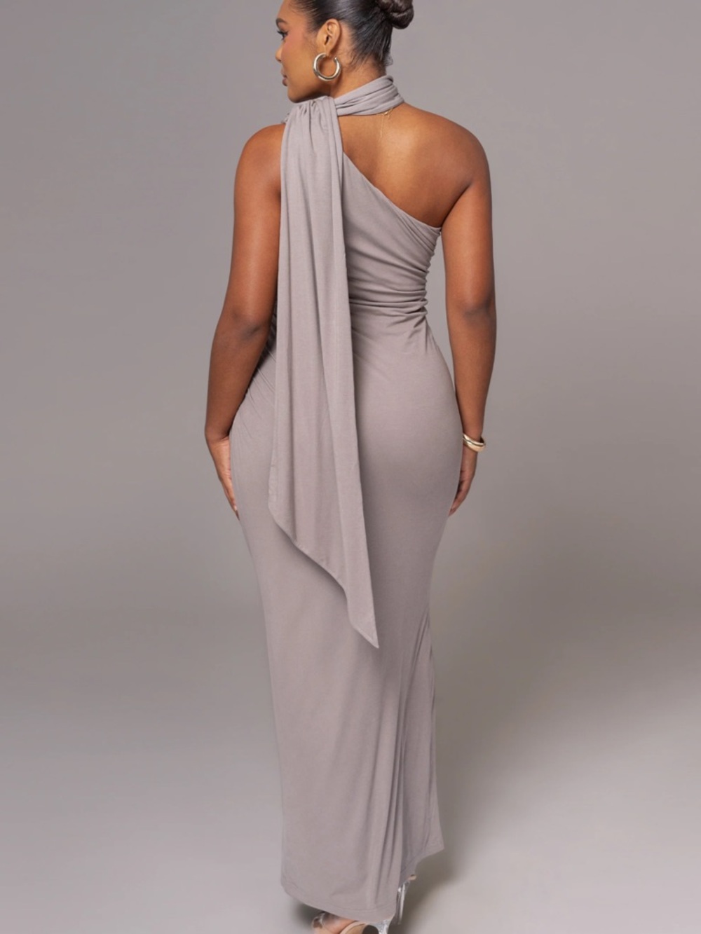 JLUXLABEL Grey Kianna Drape Maxi Dress - Picture 2 of 6